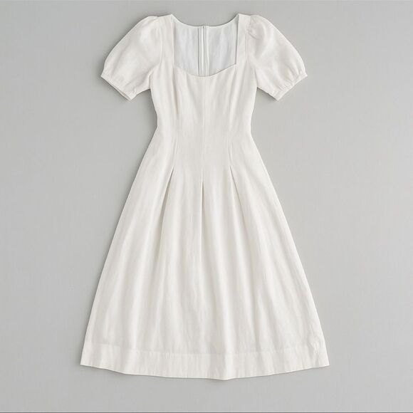 Reformation Dresses & Skirts - NEW Reformation Coucou Linen Midi Dress White Classic Pleated Size 6